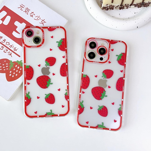 for iPhone 15 Plus Case Clear Rose Strawberry Cute Soft Silicone Shockproof Protective Phone Cases for Phone 15