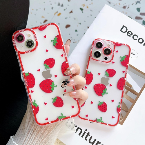 for iPhone 15 Plus Case Clear Rose Strawberry Cute Soft Silicone Shockproof Protective Phone Cases for Phone 15