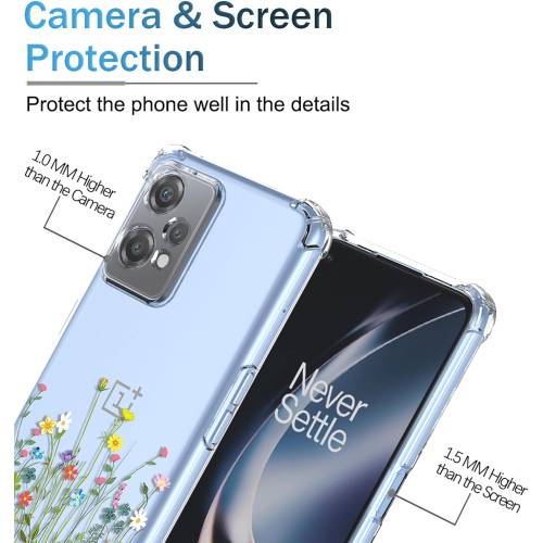 for OnePlus Nord CE 2 Lite 5G Case Womens Clear Flower Pattern Slim Case Soft TPU Cover Shockproof Bumper