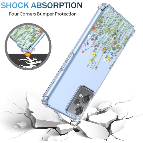 for OnePlus Nord CE 2 Lite 5G Case Womens Clear Flower Pattern Slim Case Soft TPU Cover Shockproof Bumper