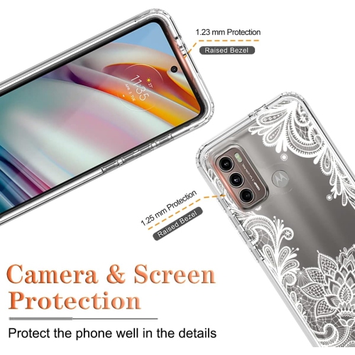 Étui pour Moto G60, Motorola G60 XT2135-1 XT2135-2 avec protecteur d’écran en verre trempé, motif floral
