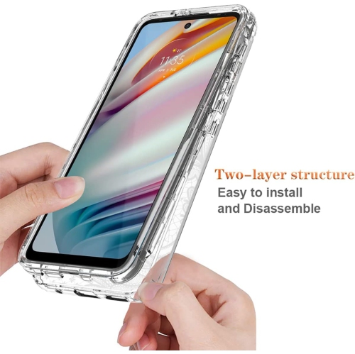 Étui pour Moto G60, Motorola G60 XT2135-1 XT2135-2 avec protecteur d’écran en verre trempé, motif floral