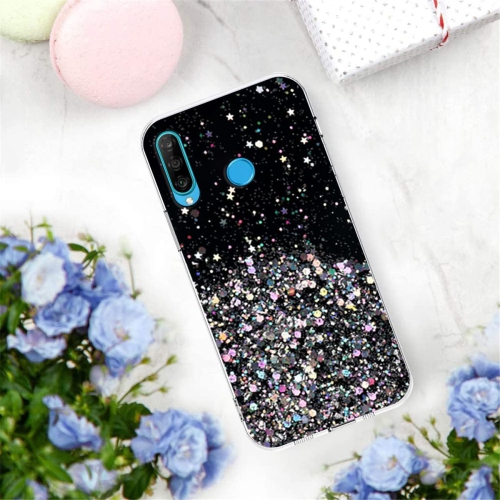 for Huawei P30 Lite Case Clear Glitter Sparkle Pink Huawei P30 Lite Phone Case Transparent Shockproof