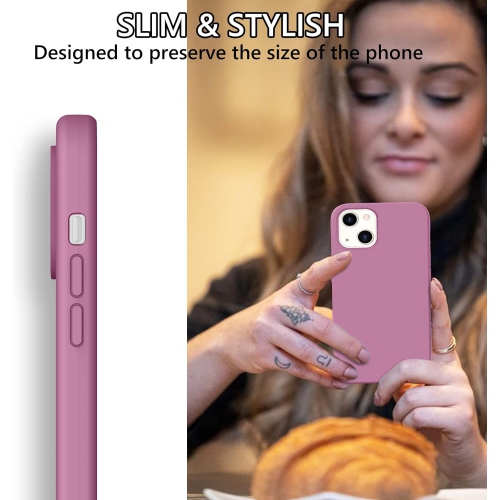 Étui mince en caoutchouc souple en silicone liquide 13 de iPhone avec doublure en tissu microfibre antichoc