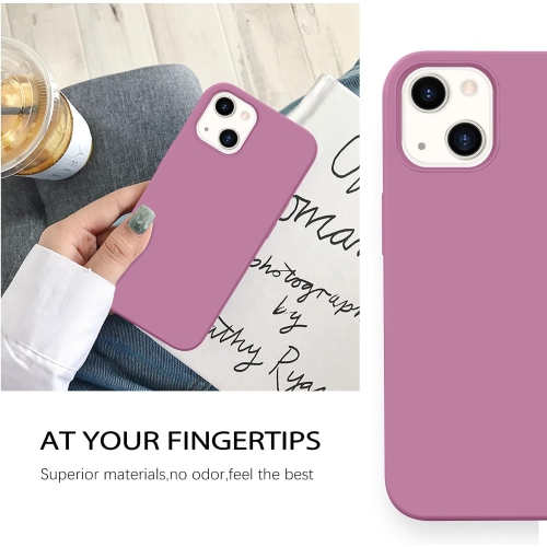 Étui mince en caoutchouc souple en silicone liquide 13 de iPhone avec doublure en tissu microfibre antichoc