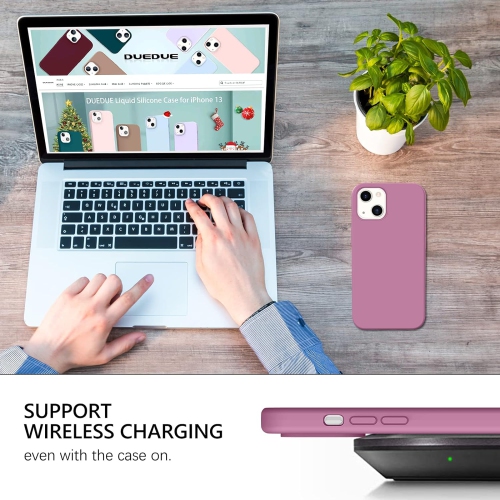 Étui mince en caoutchouc souple en silicone liquide 13 de iPhone avec doublure en tissu microfibre antichoc