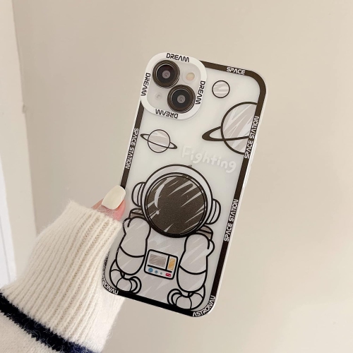 for iPhone Xs Max Cute Clear Case, Cool Cartoon Astronaut Space Planet Moon Design Stylish Soft TPU Bumper