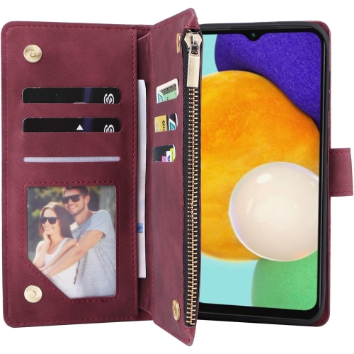 Wallet Case for Samsung Galaxy A14 5G, Premium PU Leather Magnetic Closure Handbag Zipper Pocket Case Kickstand