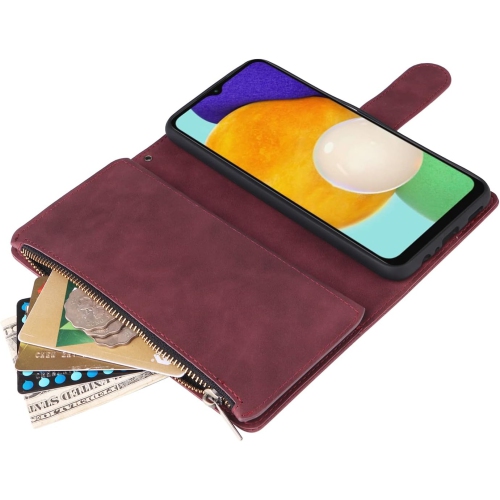 Wallet Case for Samsung Galaxy A14 5G, Premium PU Leather Magnetic Closure Handbag Zipper Pocket Case Kickstand