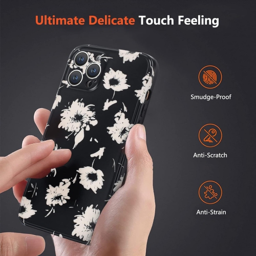 Case Compatible for iPhone 13 Pro Max, Elegant White Wildflower Floral Pattern Soft Protective iPhone 13 Pro