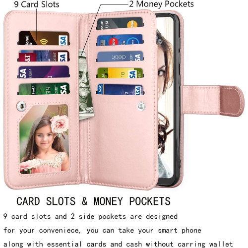 Galaxy A21 Case, for Samsung Galaxy A21 Wallet Case 2020, [9 Card Slots] PU Leather ID Credit Holder Folio Flip