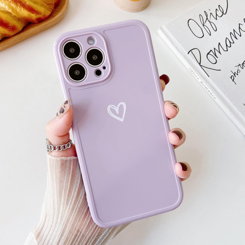 TPU Case for iPhone 12 Pro Max 6.7",Glossy Soft Slim Back Case with Simple Heart Pattern, Light-Wight