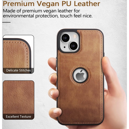 Compatible with iPhone 14 Plus Case Premium Leather TPU Hybrid Case Cover,Brown