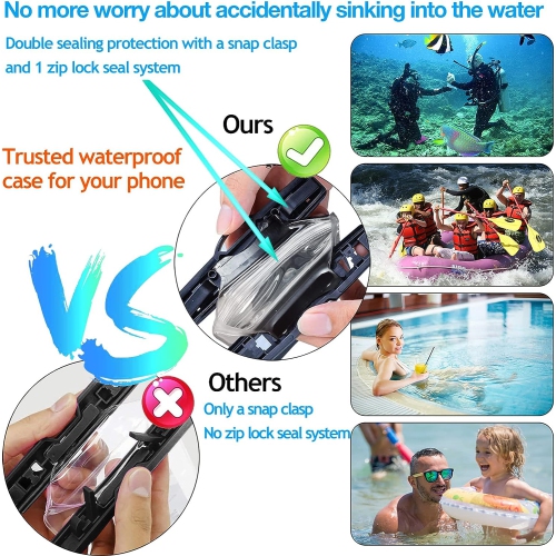 Waterproof Case, 3 Pack IPX8 Waterproof Phone Pouch, Dustproof Dry Bag with Lanyard for iPhone 14/13/12/11