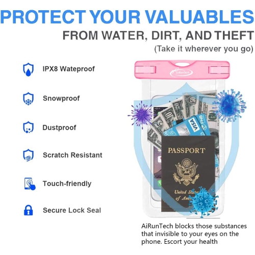 Waterproof Case, 3 Pack IPX8 Waterproof Phone Pouch, Dustproof Dry Bag with Lanyard for iPhone 14/13/12/11