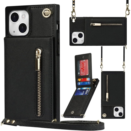 Étui à bandoulière pour iPhone 13 mini avec porte-carte pour femmes, étui portefeuille pour iPhone 13 mini avec dragonne