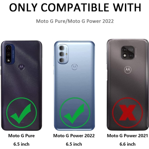 for Moto G Power 2022 Case, Moto G Pure Case/Moto G Play 2023 Phone Case with Screen Protectors, Heavy Duty
