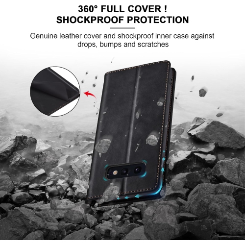 Étui portefeuille à rabat pour Samsung S10e, étui folio magnétique en cuir avec porte-carte, béquille - TPUR antichoc