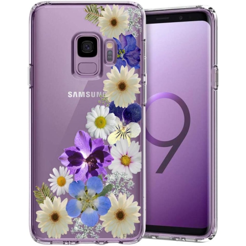 UNKNOWN  Samsung Galaxy S9 Case, Clear With Design Soft Tpu Shock Absorption Slim Embossed Dried Floral Pattern Protective