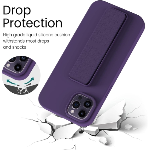 LAUDTEC Silicone iPhone 14 pro(6.1") case with Stand/Kickstand,Vertical and Horizontal Stand Hand Strap Metal Kickstand