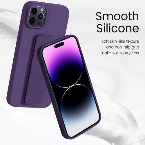 LAUDTEC Silicone iPhone 14 pro(6.1") case with Stand/Kickstand,Vertical and Horizontal Stand Hand Strap Metal Kickstand