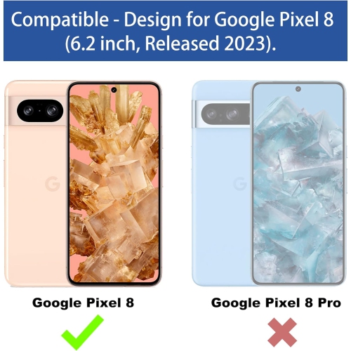 Pour étui pour Pixel 8 de Google, étui pour téléphone Pixel 8 5G avec protecteur d'écran en verre trempé, pince de ceinture pivotante,