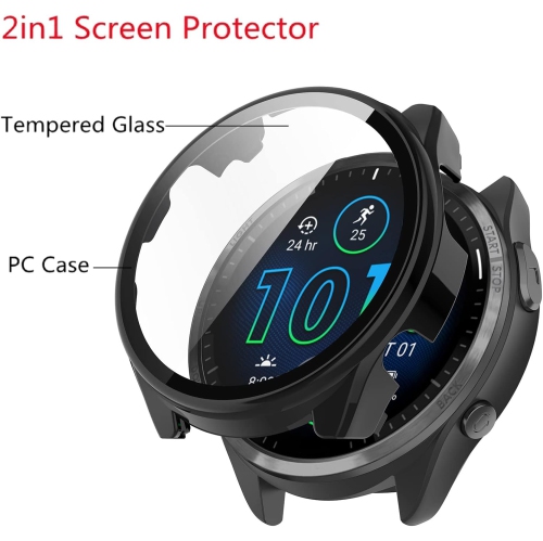 Étui pour Forerunner 965 de Garmin avec protecteur d'écran intégré, paquet de 2 étui protecteur en polycarbonate rigide