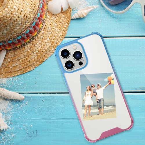 Designed for iPhone 15 Pro Max Case, Clear Case Cute Gradient Slim Phone Case Cover Reinforced TPU Bumper Hard