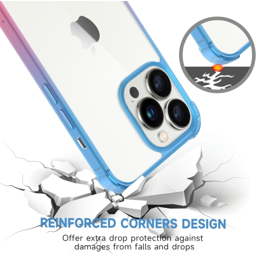 Designed for iPhone 15 Pro Max Case, Clear Case Cute Gradient Slim Phone Case Cover Reinforced TPU Bumper Hard