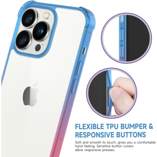 Designed for iPhone 15 Pro Max Case, Clear Case Cute Gradient Slim Phone Case Cover Reinforced TPU Bumper Hard