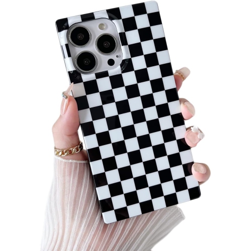Square Case Compatible with iPhone 14 Plus - Slim, Glossy, Geometric Patterns, Shapes & Lines, Easy to Hold,