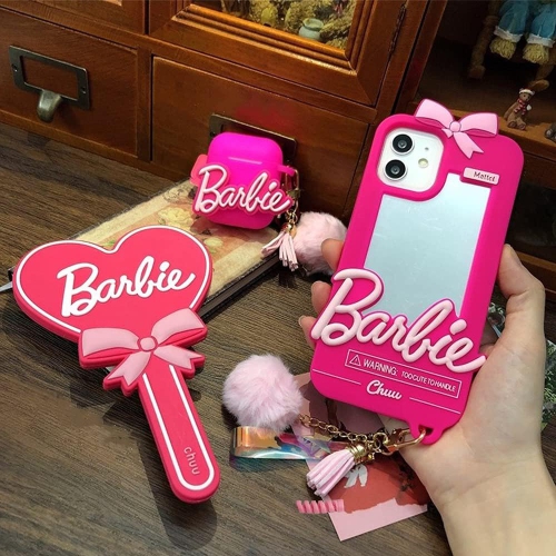 UNKNOWN  Mirror Soft Phone Case With Charm Key Chain Ball for Apple Iphone 12 11 Pro Max Xr 8 7 6 Samsung S9 S10 Note 9