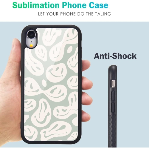 Compatible with iPhone XR Case Happy Funny Face Hippie, Hard Back with Trippy Cute Pattern Indie Collage Design