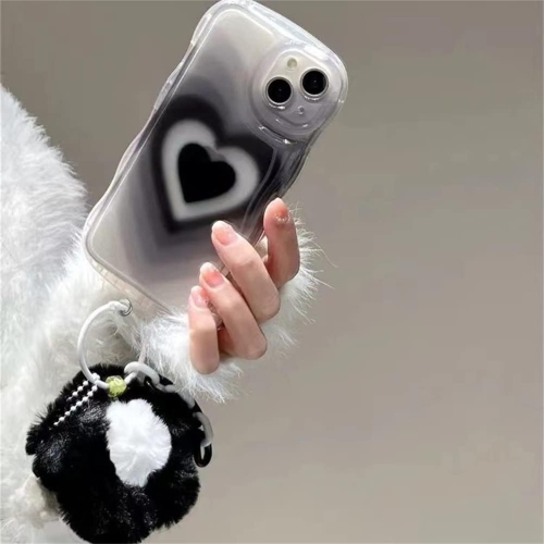 for iPhone 13 Pro Max Case Cute Aesthetic Black Heart Clear Phone Case for Teen Girls Women [Camera Lens