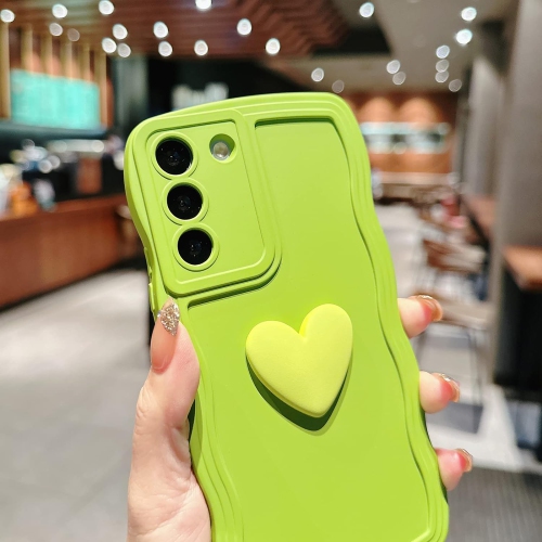 Compatible with Samsung Galaxy S21 Plus Case,Cute Solid Color 3D Love Heart Case,Fashion Curly Wave Frame Edge