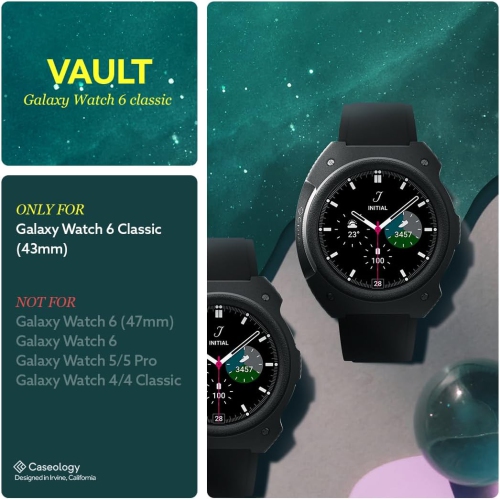 Vault Compatible with Samsung Galaxy Watch 6 Classic Case 43mm - Matte Black