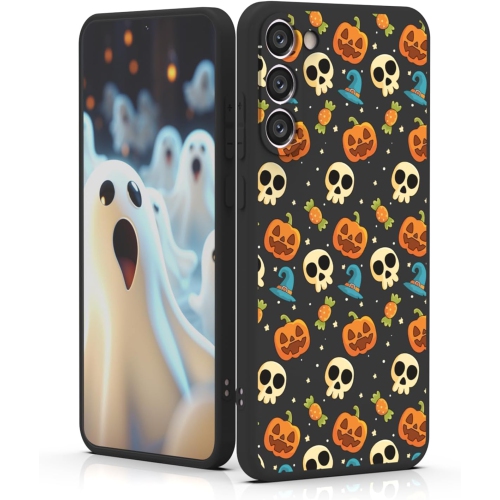 UNKNOWN  Halloween Phone Case for Samsung Galaxy S23 Case Halloween Ghost Pumpkin Pattern Soft Slim Tpu In Black