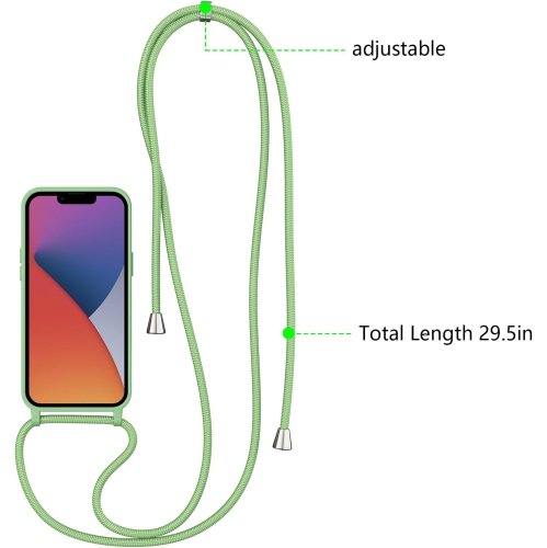 Étui à bandoulière pour iPhone 15 avec cordon, corde ajustable, étui souple en silicone liquide pour iPhone 15 6,1