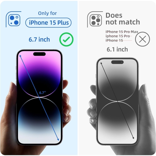 Silicone Phone Case for iPhone 15 Plus with Screen Protector [Ring Holder Stand] [Wrist Strap] [Microfiber