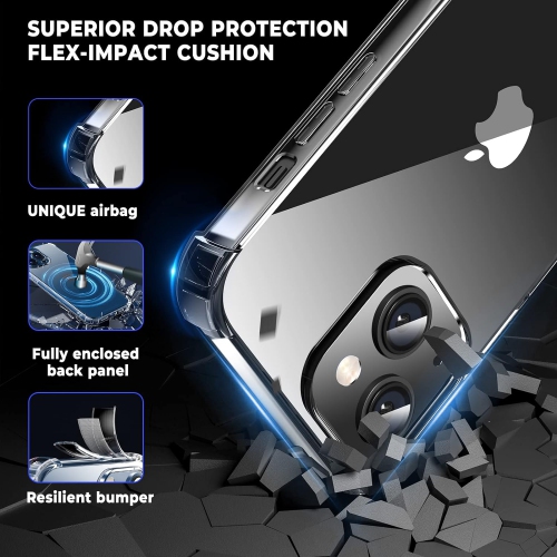 Étui pour iPhone 13 avec 4 coins antichocs, noir