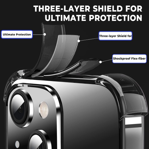 Étui pour iPhone 13 avec 4 coins antichocs, noir