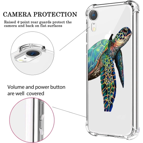 for iPhone Xs Case Colorful Turtle, Cute Animal Pattern Design Clear TPU Phone Cases Soft Flexible Slim