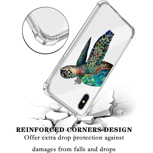 for iPhone Xs Case Colorful Turtle, Cute Animal Pattern Design Clear TPU Phone Cases Soft Flexible Slim