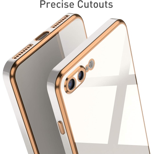 Étui pour iPhone7 plus iPhone8 plus, étui mince en silicone souple, résistant aux chocs électroplaqués à bord droit