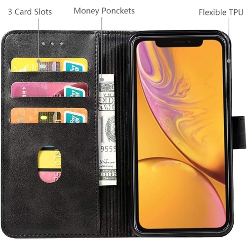 DMDMBATH iPhone XR Case Wallet Shockproof Flip Flap Foldable Magnetic Clasp Protective Cover case with Cash Credit Card