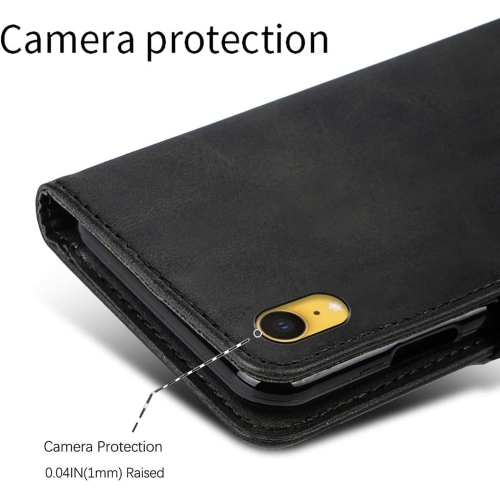 DMDMBATH iPhone XR Case Wallet Shockproof Flip Flap Foldable Magnetic Clasp Protective Cover case with Cash Credit Card