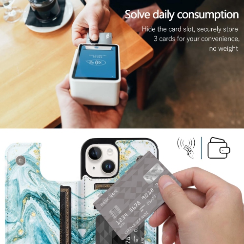 Étui portefeuille à rabat en cuir pour cartes compatible avec iPhone 15 plus 6,7&nbsp;po pour femmes et filles avec porte-cartes