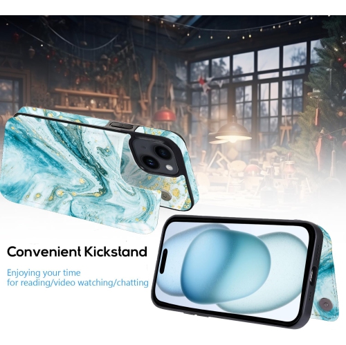 Étui portefeuille à rabat en cuir pour cartes compatible avec iPhone 15 plus 6,7&nbsp;po pour femmes et filles avec porte-cartes