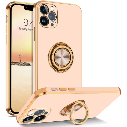 UNKNOWN  Iphone 13 Pro Max Case, Iphone 13 Pro Max Phone Case Ring Holder Edge Plating Rotation Kickstand Soft Silicone