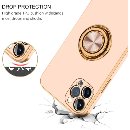 iPhone 13 Pro Max Case, iPhone 13 Pro Max Phone Case Ring Holder Edge Plating Rotation Kickstand Soft Silicone